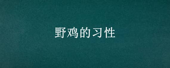 野鸡的习性