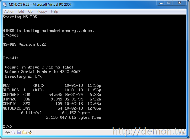 MSDN上MS-DOS 6.22的安装方法