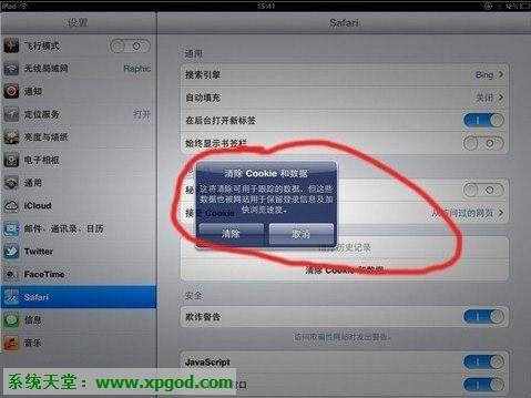 清除iPad自带浏览器缓存和历史记录