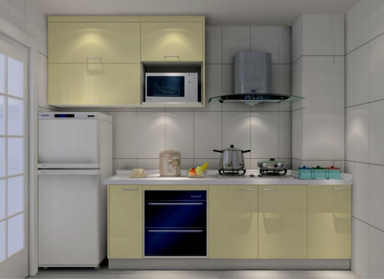 一字型橱柜：厨房装修的搭配 一字式厨房装修效果图