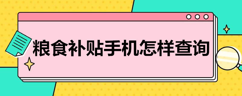 粮食补贴手机怎样查询（粮食补贴手机怎样查询进度）