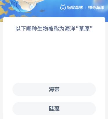 以下哪种生物被称为海洋“草原” 下列哪种植物不是海洋植物