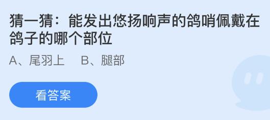 今日蚂蚁庄园小鸡课堂正确答案最新：鸽哨佩戴在鸽子的哪个部位？玉兰片是什么东西做的？