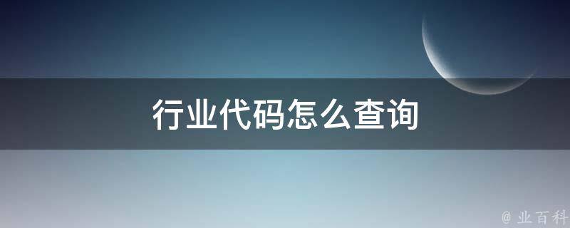 行业代码怎么查询（公司行业代码怎么查询）